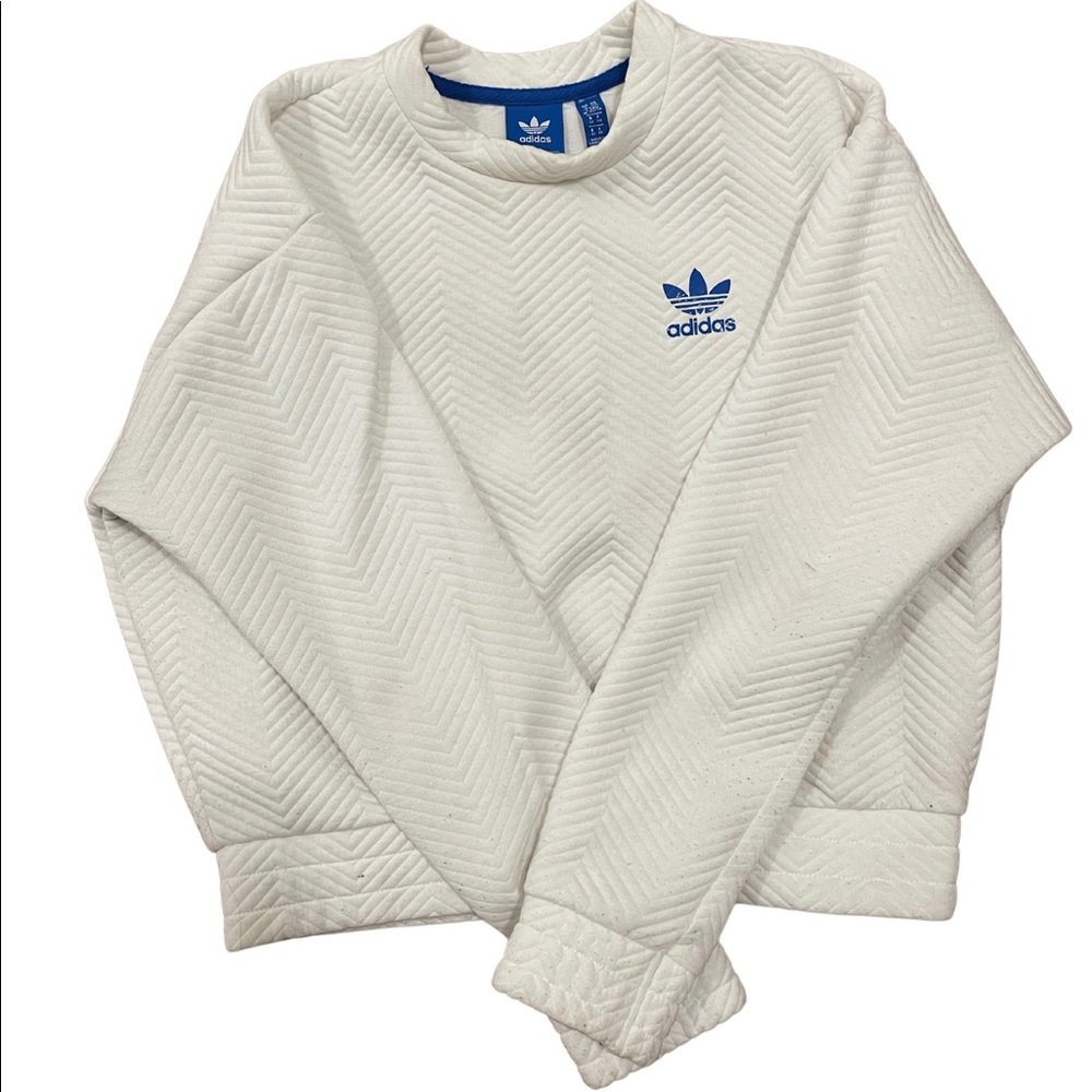 Adidas Original Womens Chevron Textured crewneck crop sweatshirt